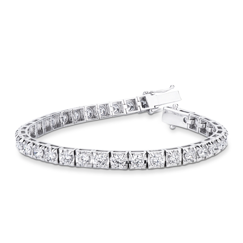 Bracciale tennis piramide in oro bianco 750 con diamanti