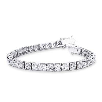 Bracciale tennis piramide in oro bianco 750 con diamanti