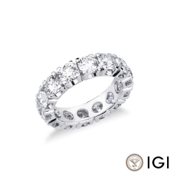Anello eternity in oro bianco 750 con diamanti certificati IGI F VS