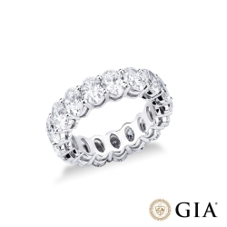 Anello eternity in oro bianco 18k con diamanti taglio ovale F VS