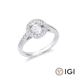 Anello con diamante taglio brillante 1.00ct IGI  in oro bianco 18k