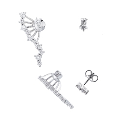 Orecchini asimmetrici design in oro bianco 18k con diamanti