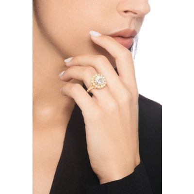 Solitaire ring in yellow gold 18k with certified IGI diamond, 0.40 ct
