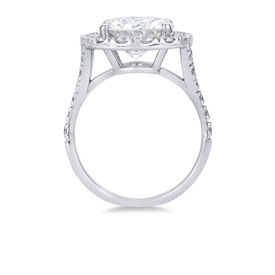 Anello solitario in oro bianco 18k con diamante IGI, 4.02 ct