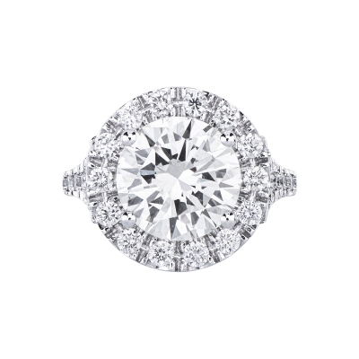 Anello solitario in oro bianco 18k con diamante IGI, 4.02 ct