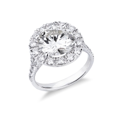Anello solitario in oro bianco 18k con diamante IGI, 4.02 ct