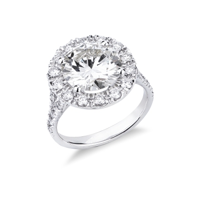 Anello solitario in oro bianco 18k con diamante IGI, 4.02 ct