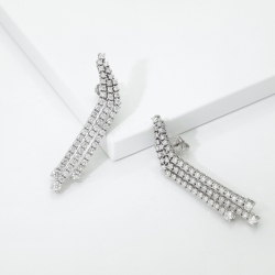 ORECCHINI TENNIS GRIFFE A FILO 3FILE CON BRILLANTI