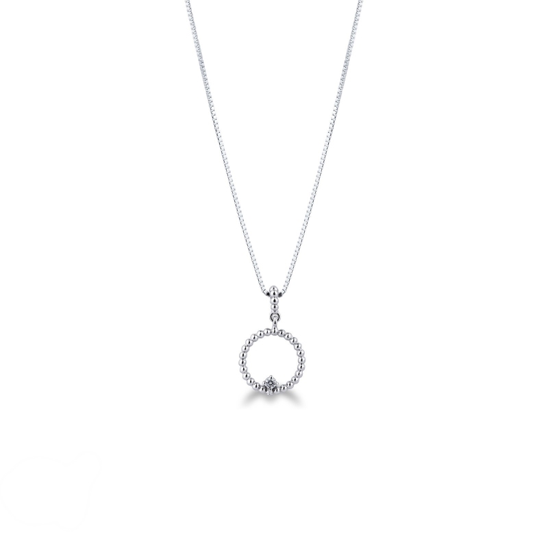 Spheres circle pendant with round cut diamond