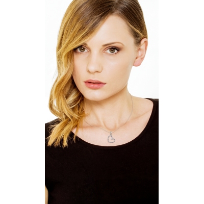 Collana in oro bianco 18k con pendente cuore e diamante