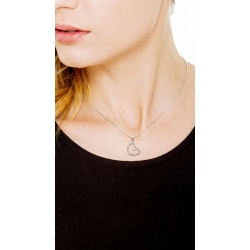 Collana in oro bianco 18k con pendente cuore e diamante 2