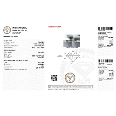 Diamante Certificato IGI   CT 0,50  E  IF