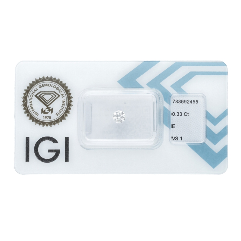 Diamante Certificato IGI   CT 0,33  E  VS 1