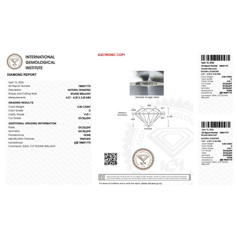 DIA 0.30CT D VVS1 IGI$788691770