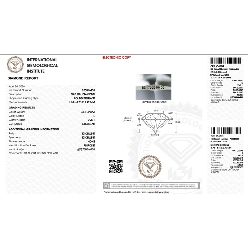 DIA 0.41CT E VVS1 IGI$750546405