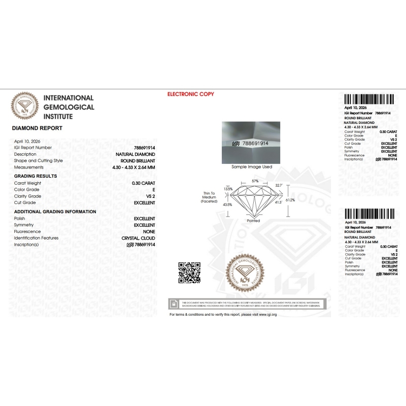 DIA 0.30CT E VS2 IGI$788691914