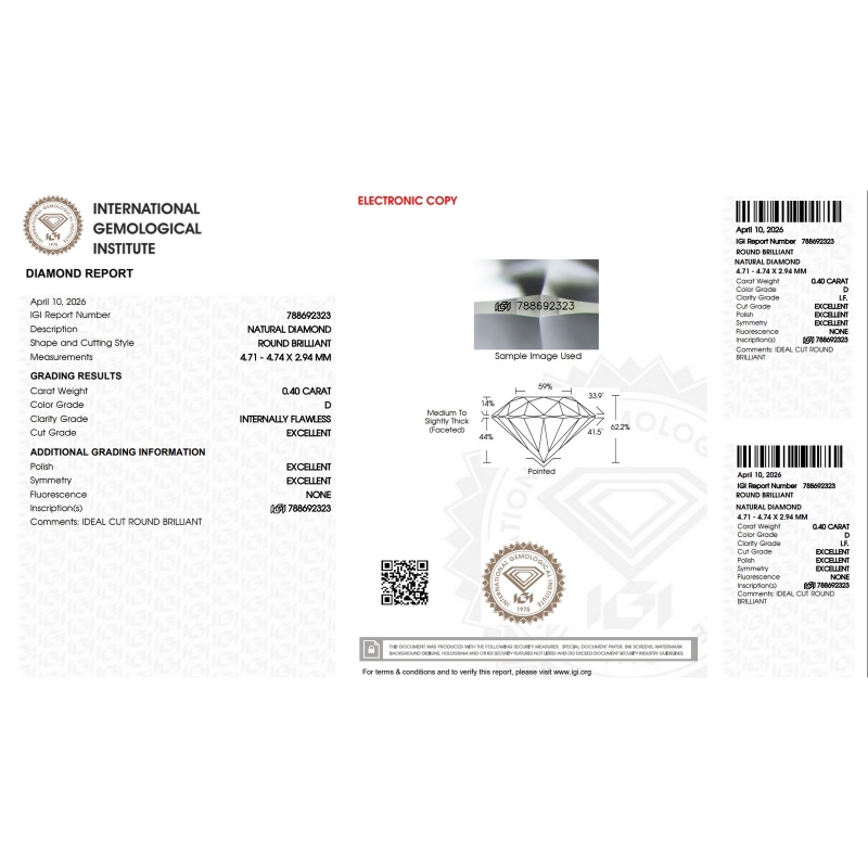 DIA 0.40CT D IF IGI$788692323