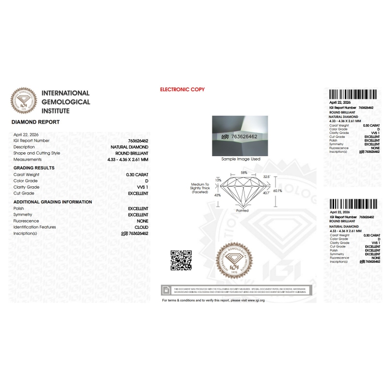 DIA 0.30CT D VVS1 IGI$763626462
