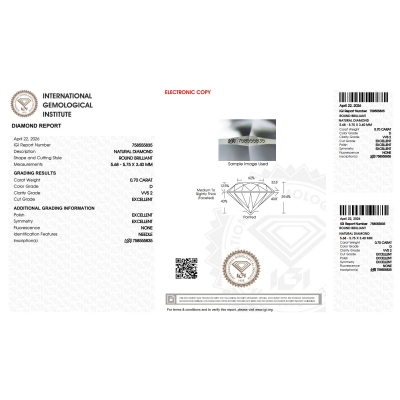 DIA 0.70CT D VVS2 IGI$758555835