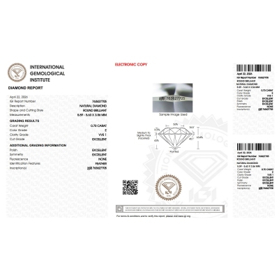 DIA 0.70CT E VVS1 IGI$763627705