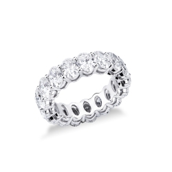 Anello eternity in oro bianco 18k con diamanti taglio ovale F VS