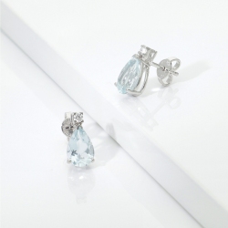 ORECCHINI CON ACQUAMARINA GOCCIA MM9X6 + GRIFF CON BRILL