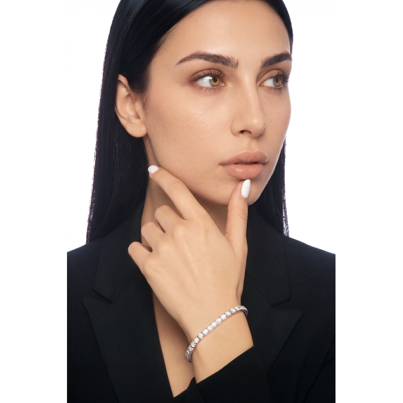 Bracciale tennis piramide in oro bianco 750 con diamanti