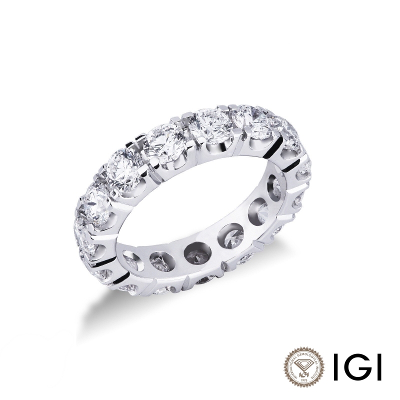 Anello eternity oro bianco 750 con diamanti certificati IGI F VS