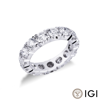 Anello eternity oro bianco 750 con diamanti certificati IGI F VS