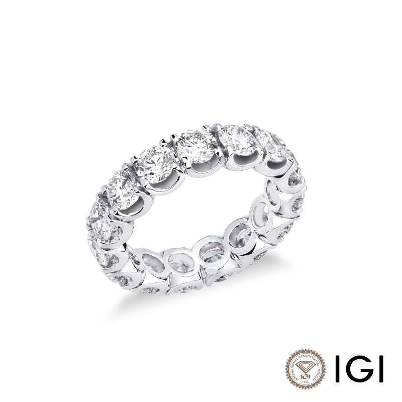 Anello eternity oro bianco 750 con diamanti certificati IGI F VS