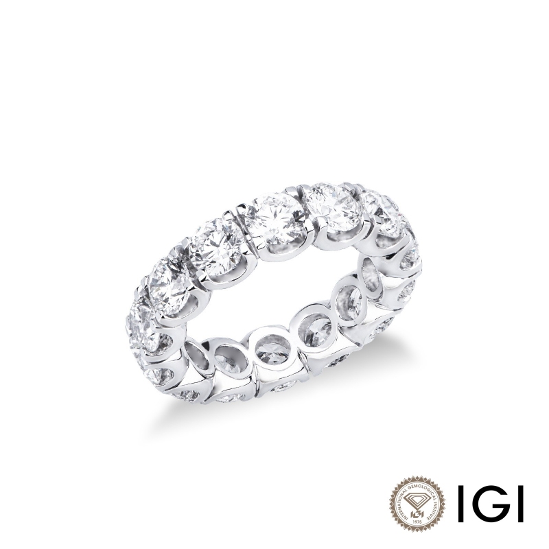 Anello eternity in oro bianco 18k con diamanti certificati IGI F VS