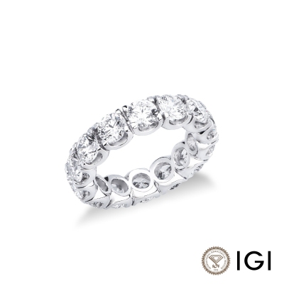 Anello eternity in oro bianco 18k con diamanti certificati IGI F VS