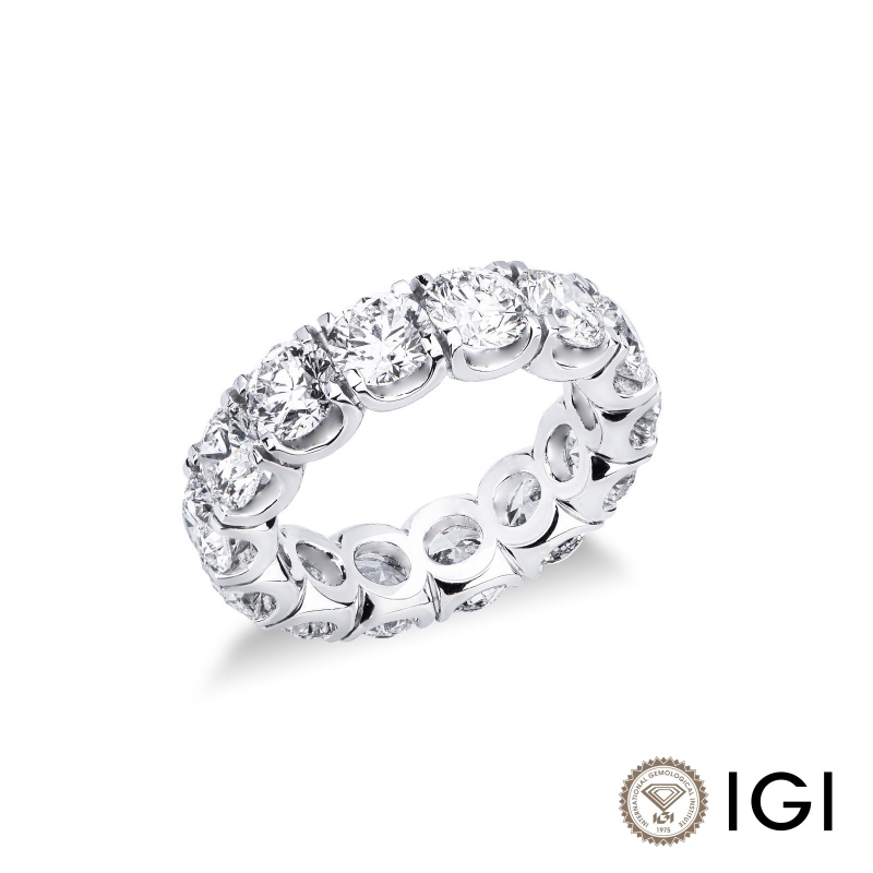 Anello in oro bianco eternity 18k con diamanti certificati IGI F VS