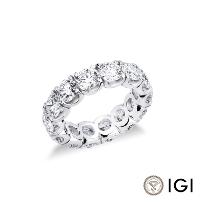 Anello in oro bianco eternity 18k con diamanti certificati IGI F VS