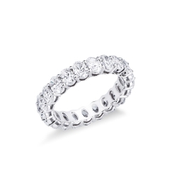 Anello eternity in oro bianco 18k con diamanti taglio ovale F VS
