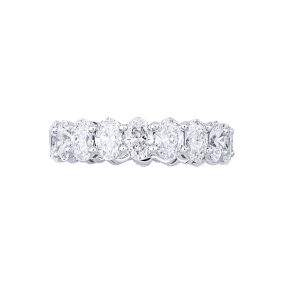 Anello eternity in oro bianco 18k con diamanti taglio ovale F VS