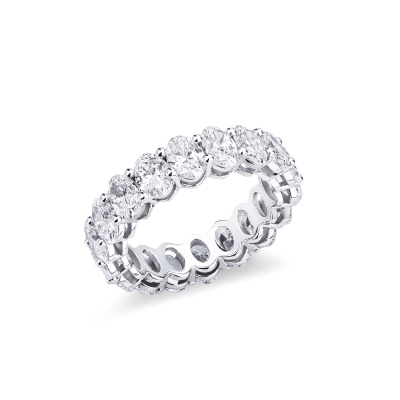 Anello eternity in oro bianco 18k con diamanti taglio ovale F VS