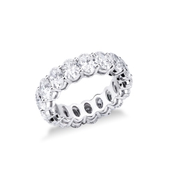 Anello eternity in oro bianco 18k con diamanti taglio ovale F VS