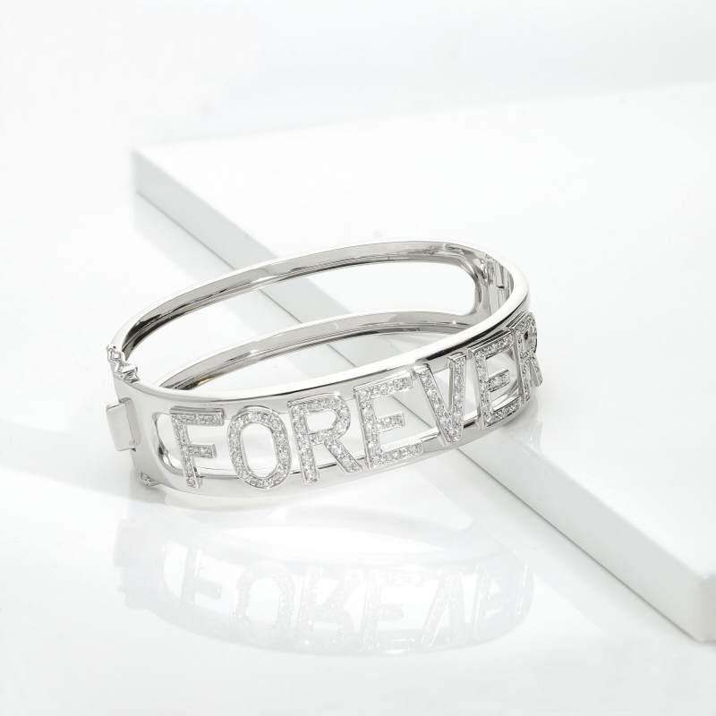 Bracciale rigido con scritta personalizzabile 7 lettere, FOREVER
