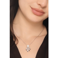 Girocollo oro bianco 18k con ciondolo perla e diamanti 2