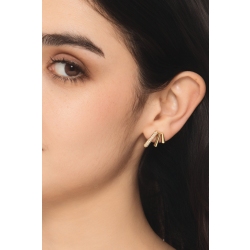 Orecchini in oro giallo 18k design geometrico con diamanti 2