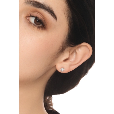 Orecchini punto luce in oro bianco 18k con diamanti, 2,00 ct