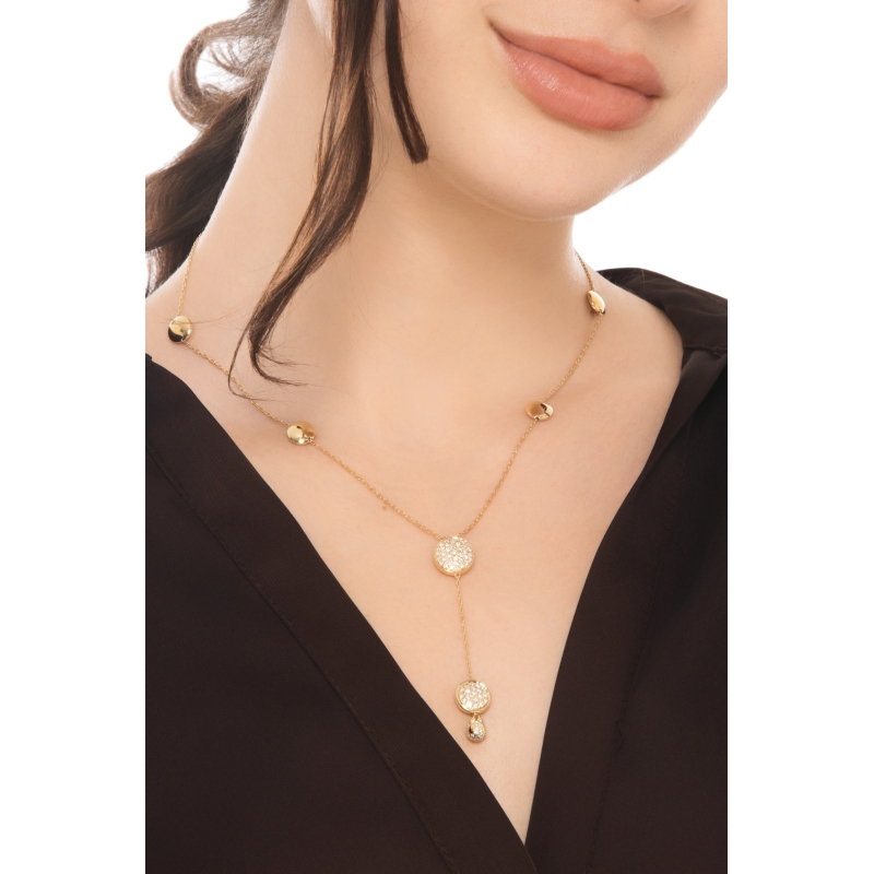 Girocollo a Y in oro giallo 18k con pavè di diamanti