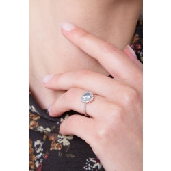 White gold 18k halo ring heart cut aquamarine and diamonds 2