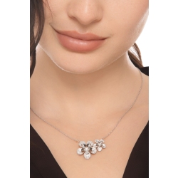 Collana in oro bianco 18k fiori con diamanti 2