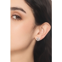 Orecchini fiore in oro bianco 750 con diamanti 2