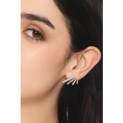 Orecchini in oro bianco 750 a quattro barrette con diamanti 2