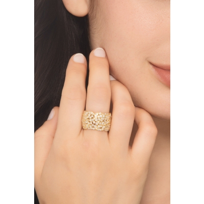 Anello a fascia design in oro giallo 18k con diamanti