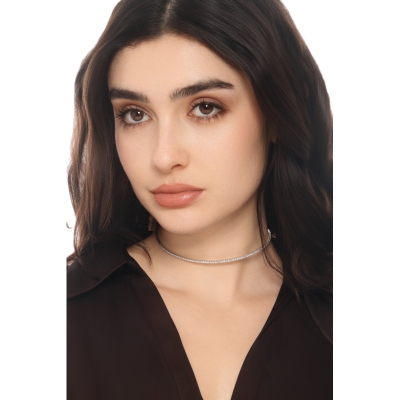 Collana choker in oro bianco 750 con diamanti