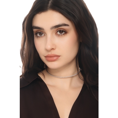 Collana choker in oro bianco 750 con diamanti